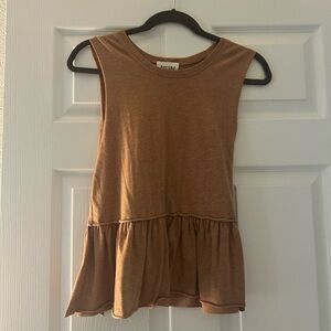 Brown Peplum Tank Top Sleeveless